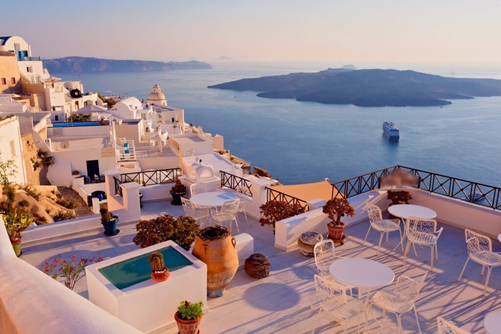 Vista panorâmica de Santorini